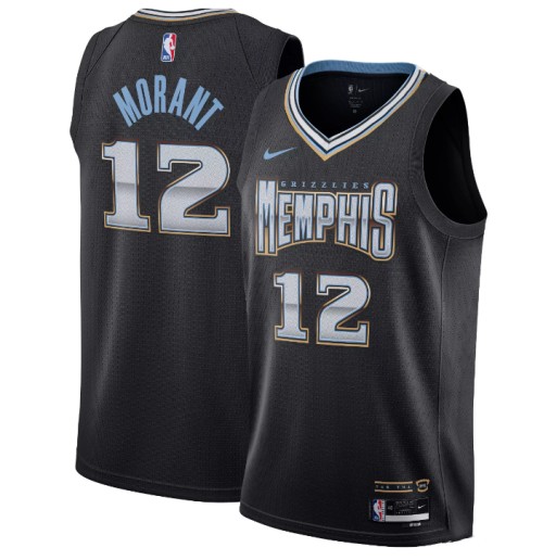 Men's Memphis Grizzlies #12 Ja Morant Black 2022/23 City Edition Stitched Basketball Jersey - Click Image to Close